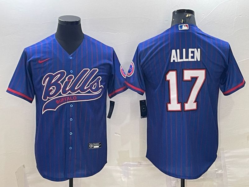 Men Buffalo Bills 17 Allen Blue Stripe 2022 Nike Co branded NFL Jerseys
